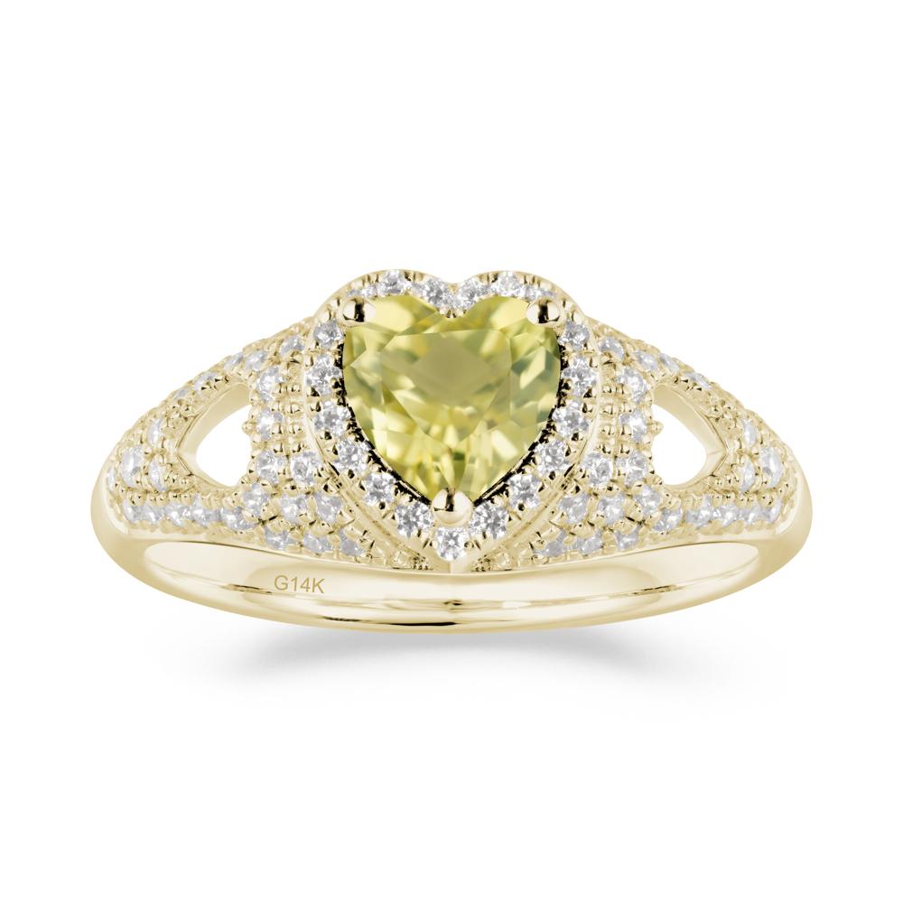 Elegant Heart Shaped Lemon Quartz Ring - LUO Jewelry #metal_14k yellow gold