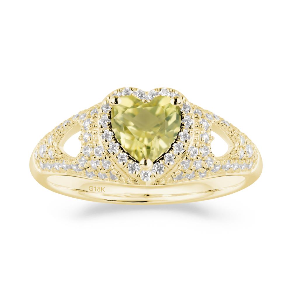 Elegant Heart Shaped Lemon Quartz Ring - LUO Jewelry #metal_18k yellow gold