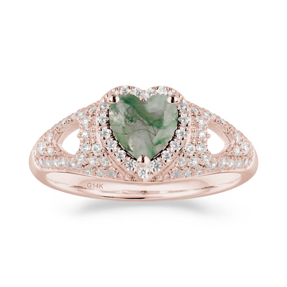 Heart Shaped Moss Agate Cluster Ring - LUO Jewelry #metal_14k rose gold