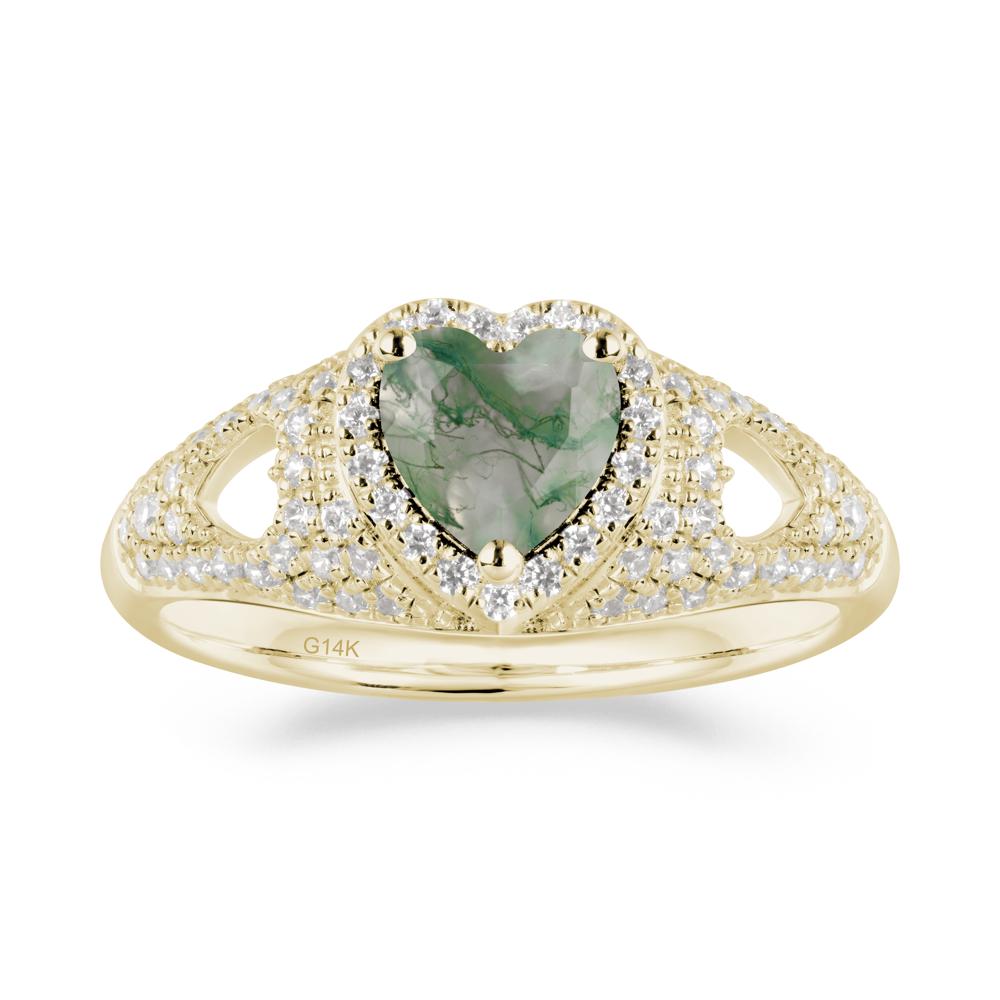 Heart Shaped Moss Agate Cluster Ring - LUO Jewelry #metal_14k yellow gold