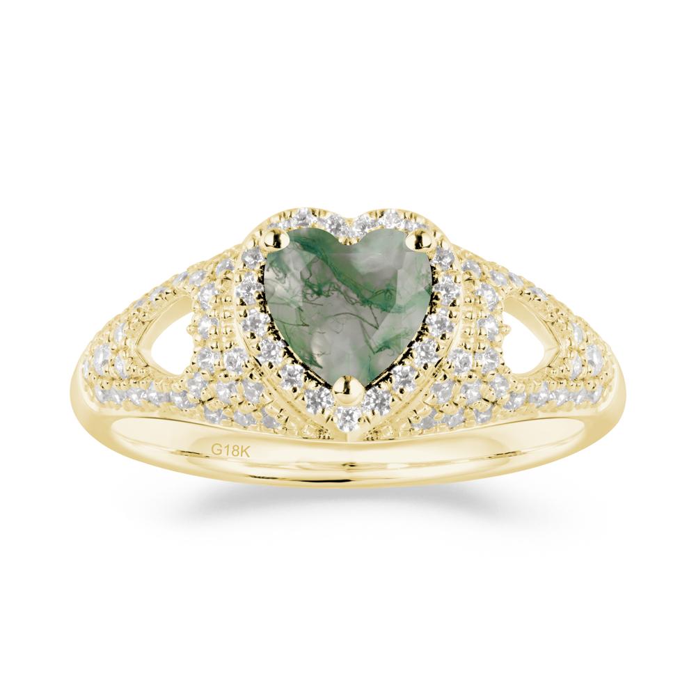 Heart Shaped Moss Agate Cluster Ring - LUO Jewelry #metal_18k yellow gold