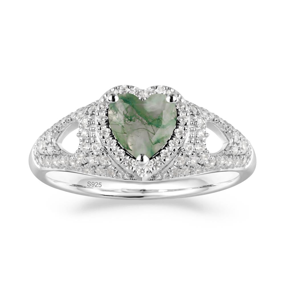 Heart Shaped Moss Agate Cluster Ring - LUO Jewelry #metal_sterling silver