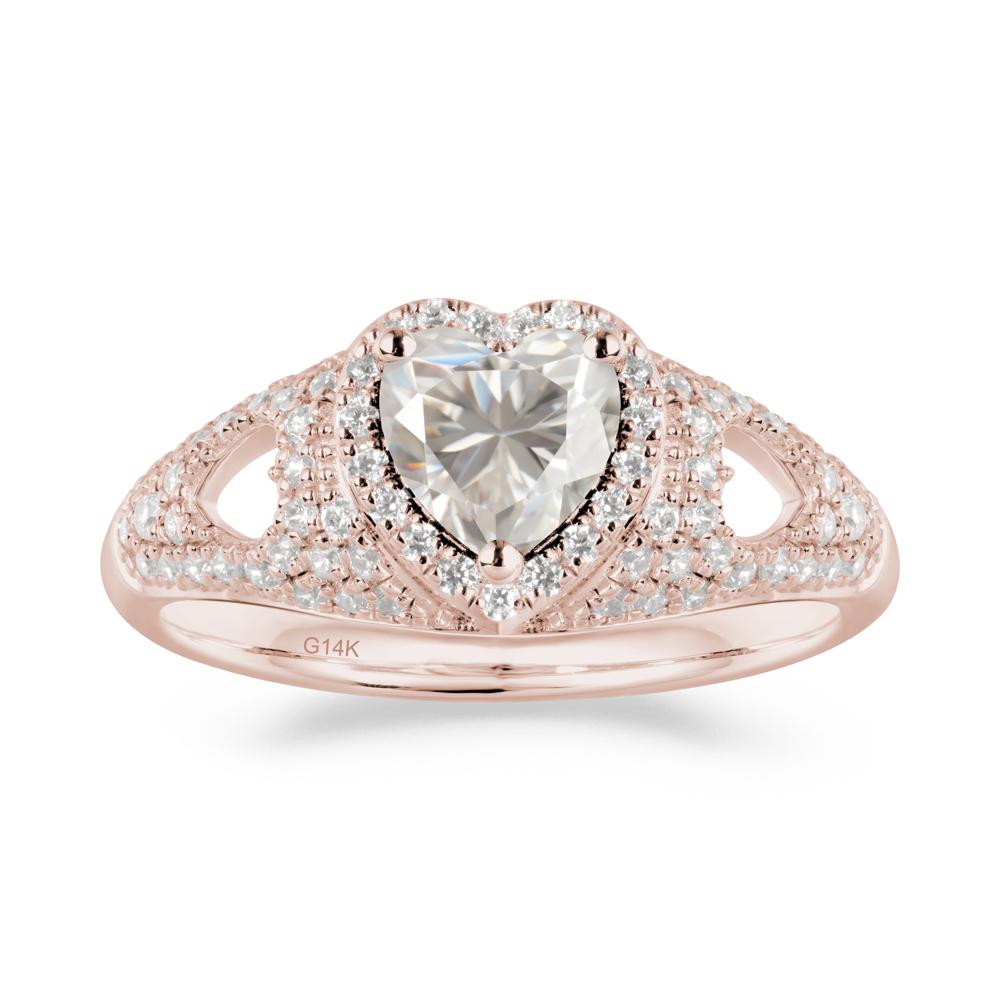 Heart Cut Moissanite Pave Ring - LUO Jewelry #metal_14k rose gold