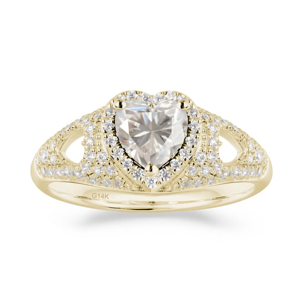 Heart Cut Moissanite Pave Ring - LUO Jewelry #metal_14k yellow gold