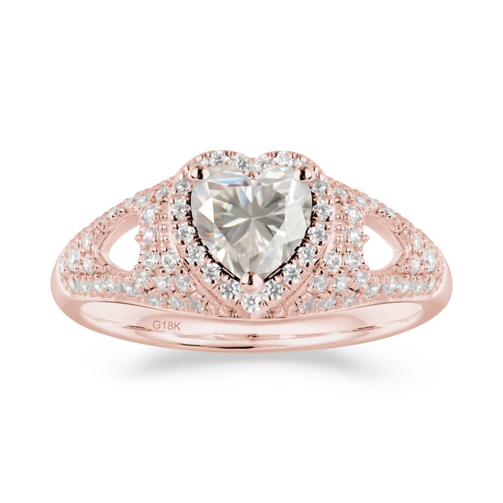 Heart Cut Moissanite Pave Ring - LUO Jewelry #metal_18k rose gold