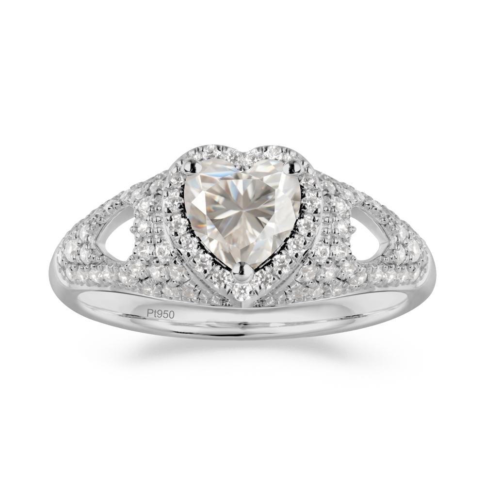 Heart Cut Moissanite Pave Ring - LUO Jewelry #metal_platinum