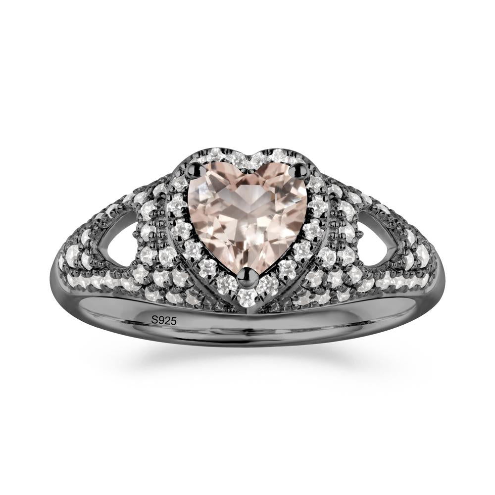 Heart Shaped Morganite Cluster Ring - LUO Jewelry #metal_black finish sterling silver