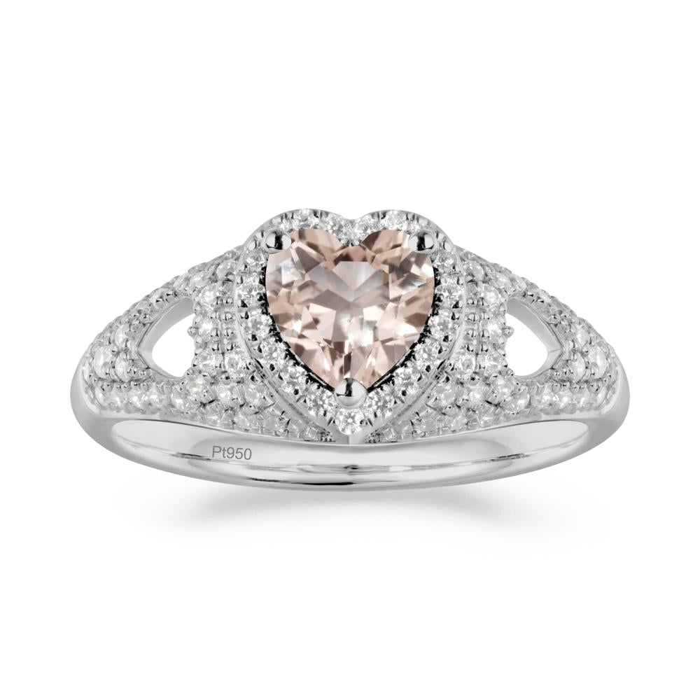 Heart Shaped Morganite Cluster Ring - LUO Jewelry #metal_platinum