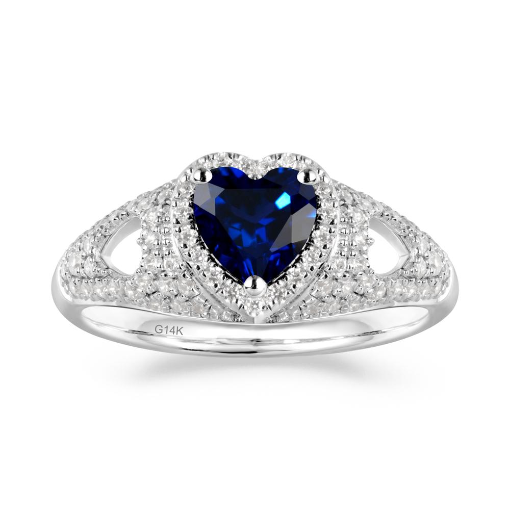 Heart Cut Sapphire Pave Ring - LUO Jewelry #metal_14k white gold