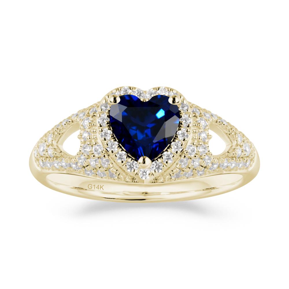 Heart Cut Sapphire Pave Ring - LUO Jewelry #metal_14k yellow gold