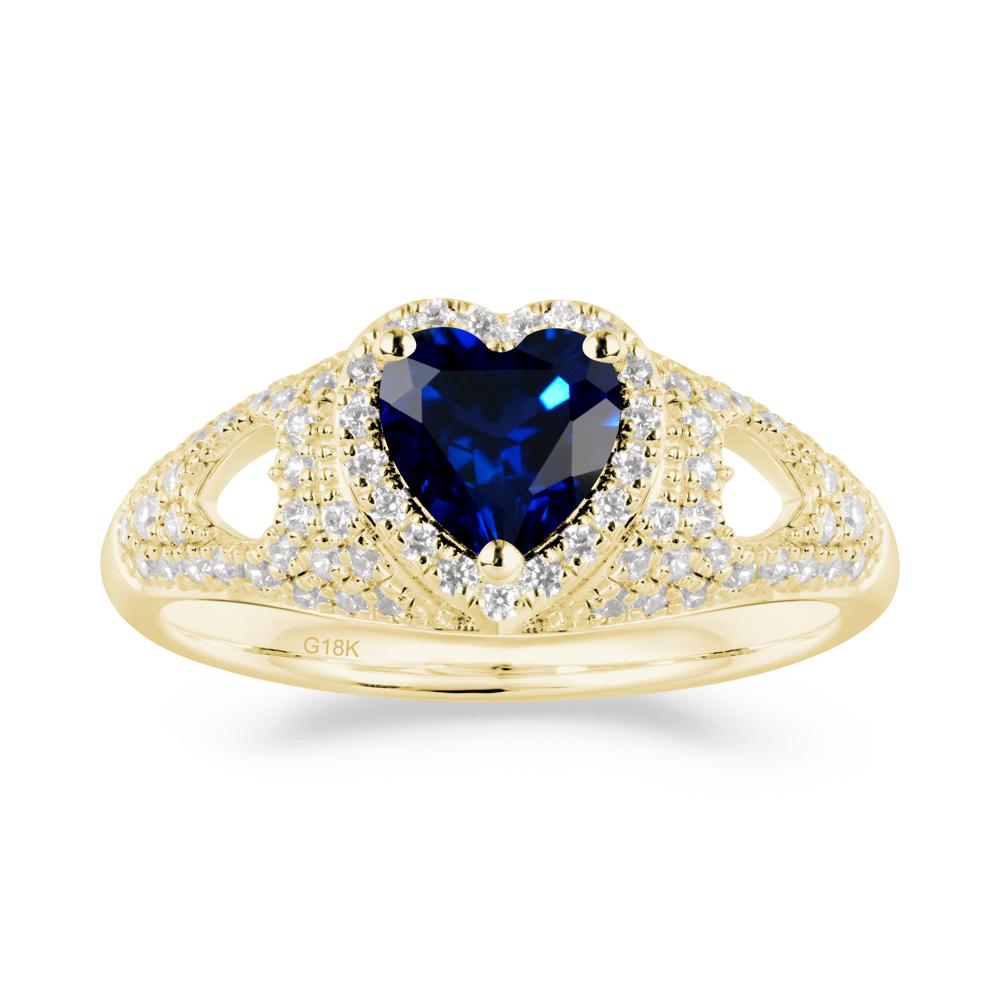 Heart Cut Sapphire Pave Ring - LUO Jewelry #metal_18k yellow gold