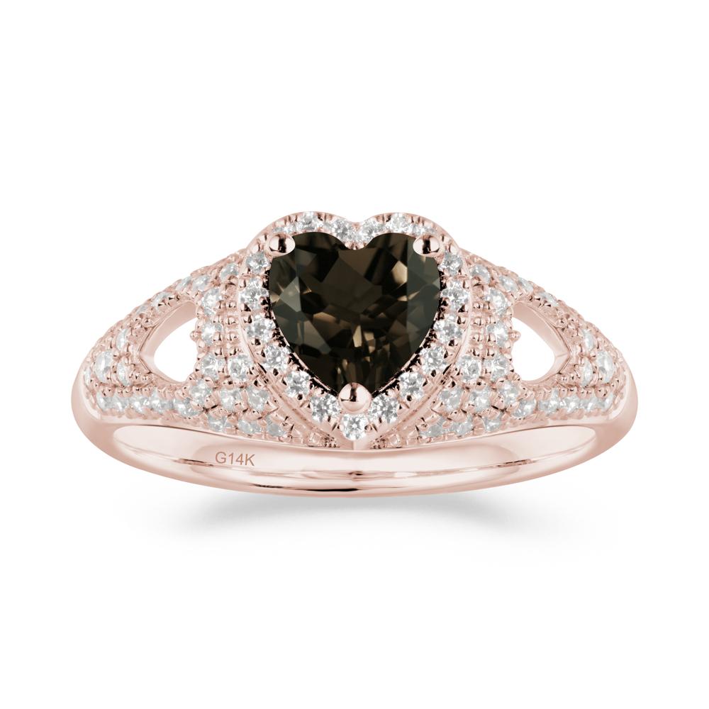 Heart Cut Smoky Quartz Pave Ring - LUO Jewelry #metal_14k rose gold