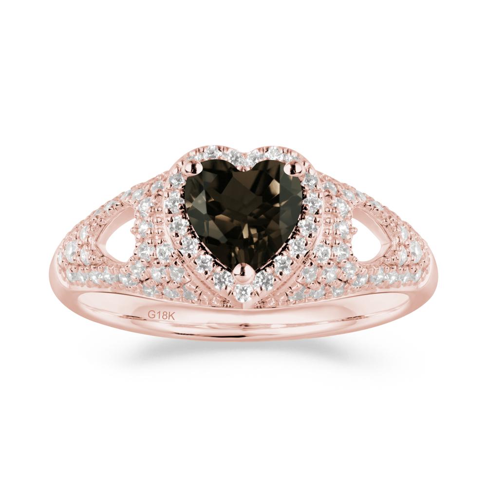 Heart Cut Smoky Quartz Pave Ring - LUO Jewelry #metal_18k rose gold