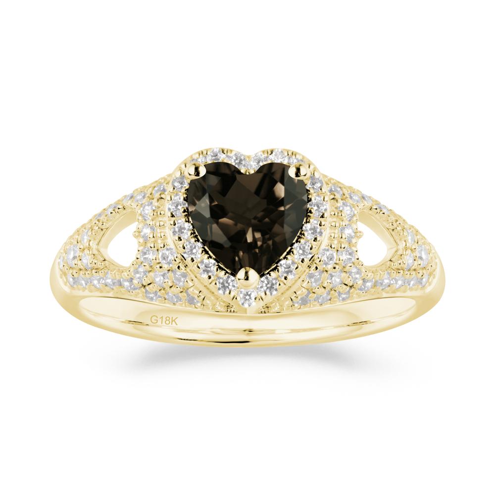 Heart Cut Smoky Quartz Pave Ring - LUO Jewelry #metal_18k yellow gold