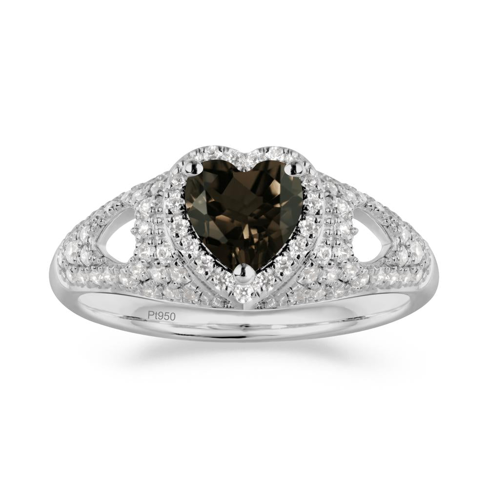 Heart Cut Smoky Quartz Pave Ring - LUO Jewelry #metal_platinum