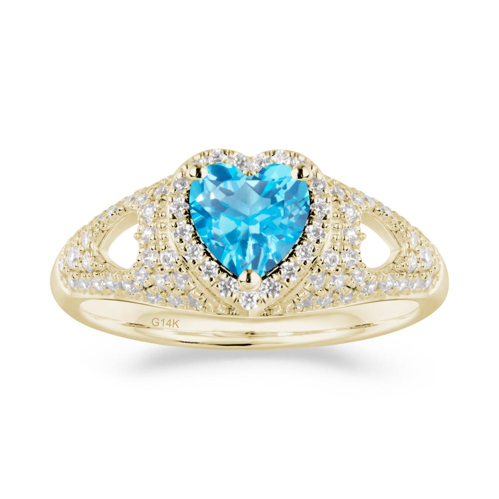 Cluster Ring with Heart Shaped Swiss Blue Topaz - LUO Jewelry #metal_14k yellow gold