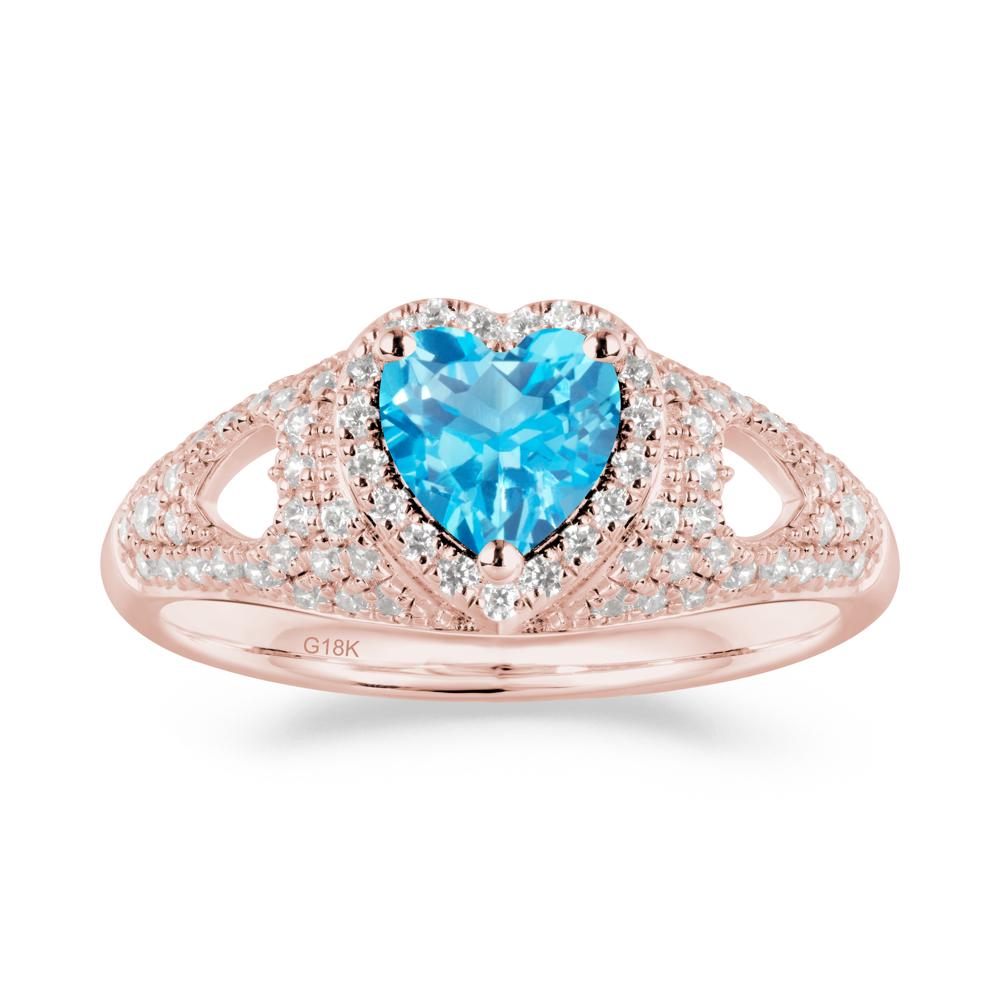 Cluster Ring with Heart Shaped Swiss Blue Topaz - LUO Jewelry #metal_18k rose gold