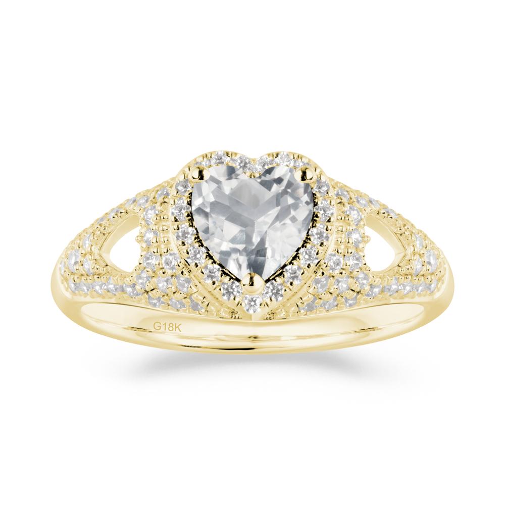 Halo Ring with Heart Shaped White Topaz - LUO Jewelry #metal_18k yellow gold