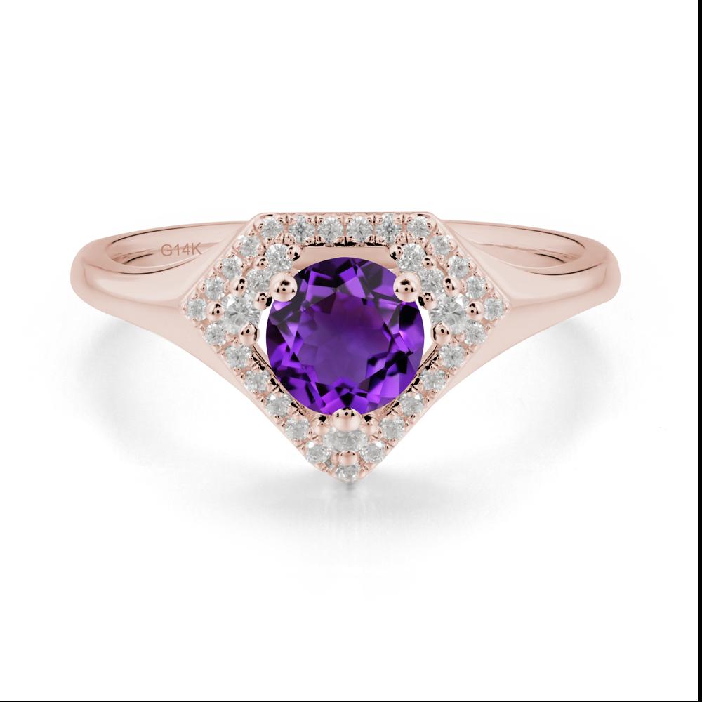 Double Halo Amethyst Ring - LUO Jewelry #metal_14k rose gold