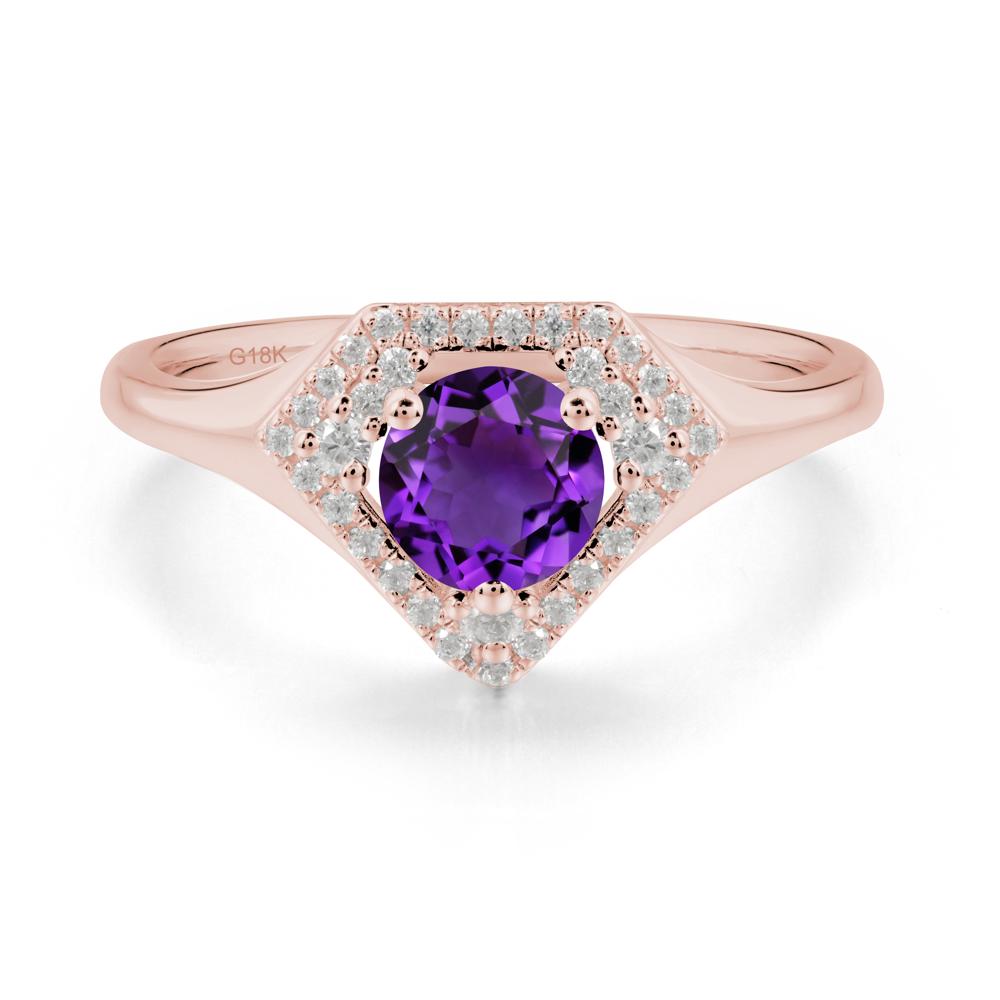 Double Halo Amethyst Ring - LUO Jewelry #metal_18k rose gold
