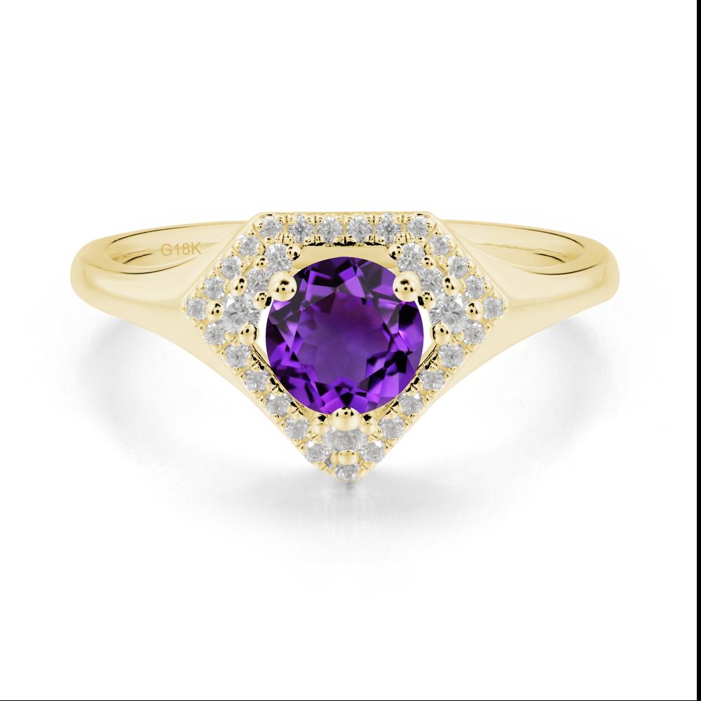 Double Halo Amethyst Ring - LUO Jewelry #metal_18k yellow gold