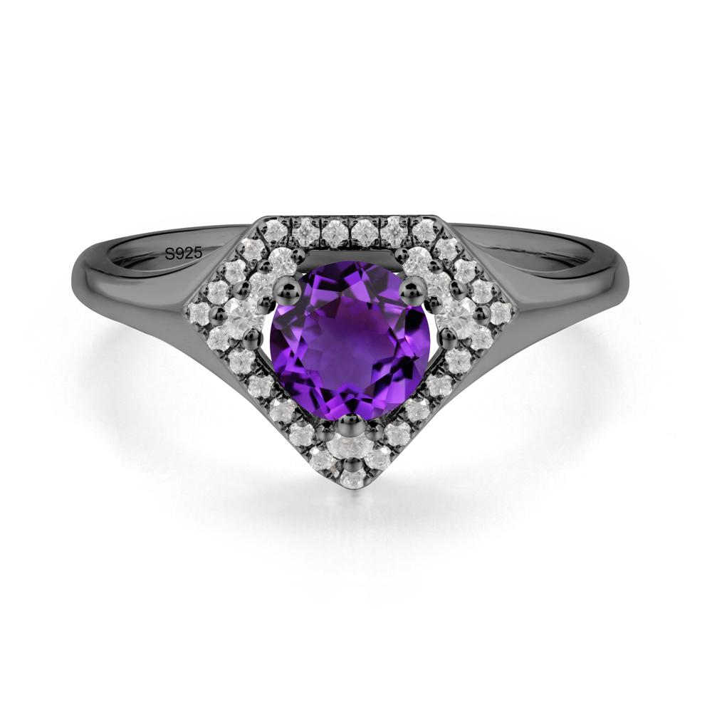 Double Halo Amethyst Ring - LUO Jewelry #metal_black finish sterling silver