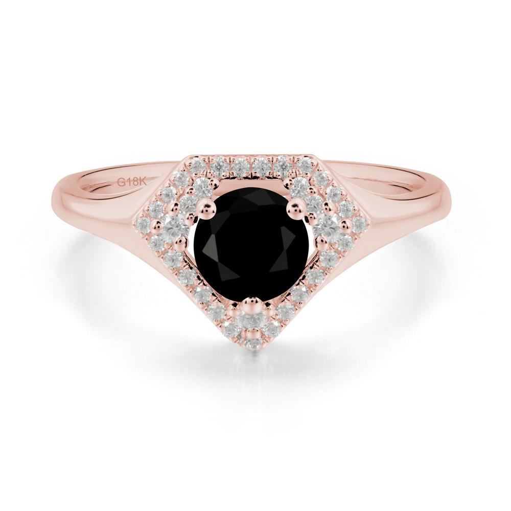 Double Halo Black Spinel Ring - LUO Jewelry #metal_18k rose gold