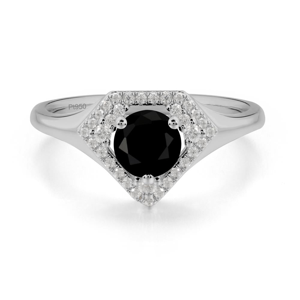 Double Halo Black Spinel Ring - LUO Jewelry #metal_platinum