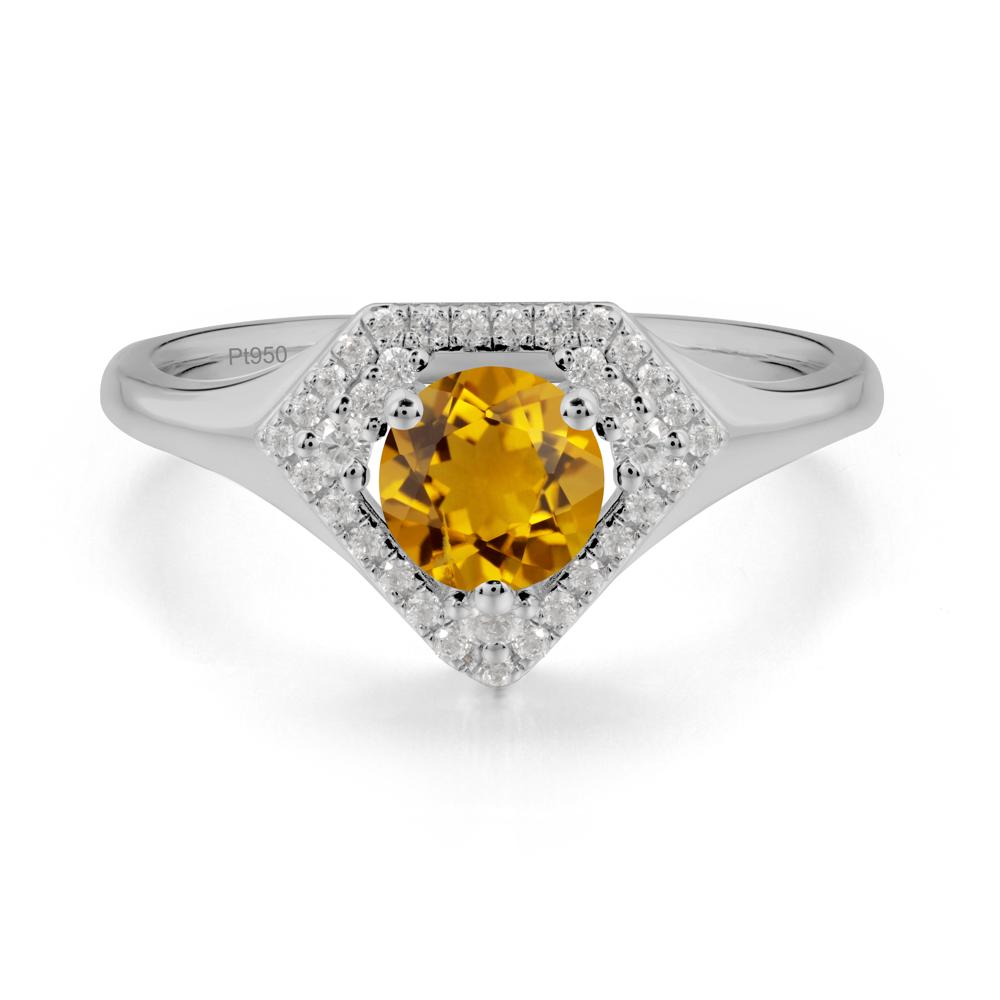 Round Citrine Double Halo Ring - LUO Jewelry #metal_platinum