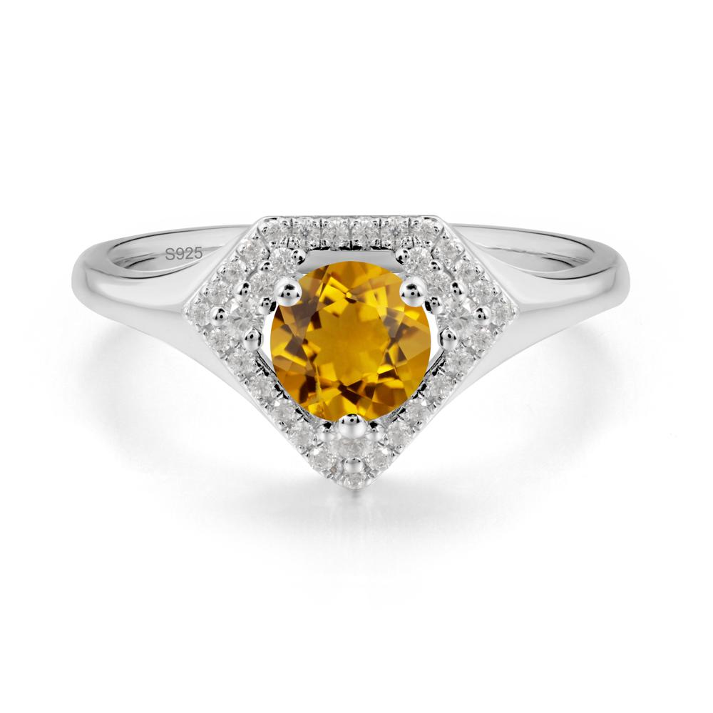 Round Citrine Double Halo Ring - LUO Jewelry #metal_sterling silver