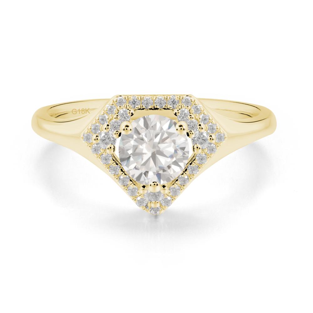Double Halo Cubic Zirconia Ring - LUO Jewelry #metal_18k yellow gold