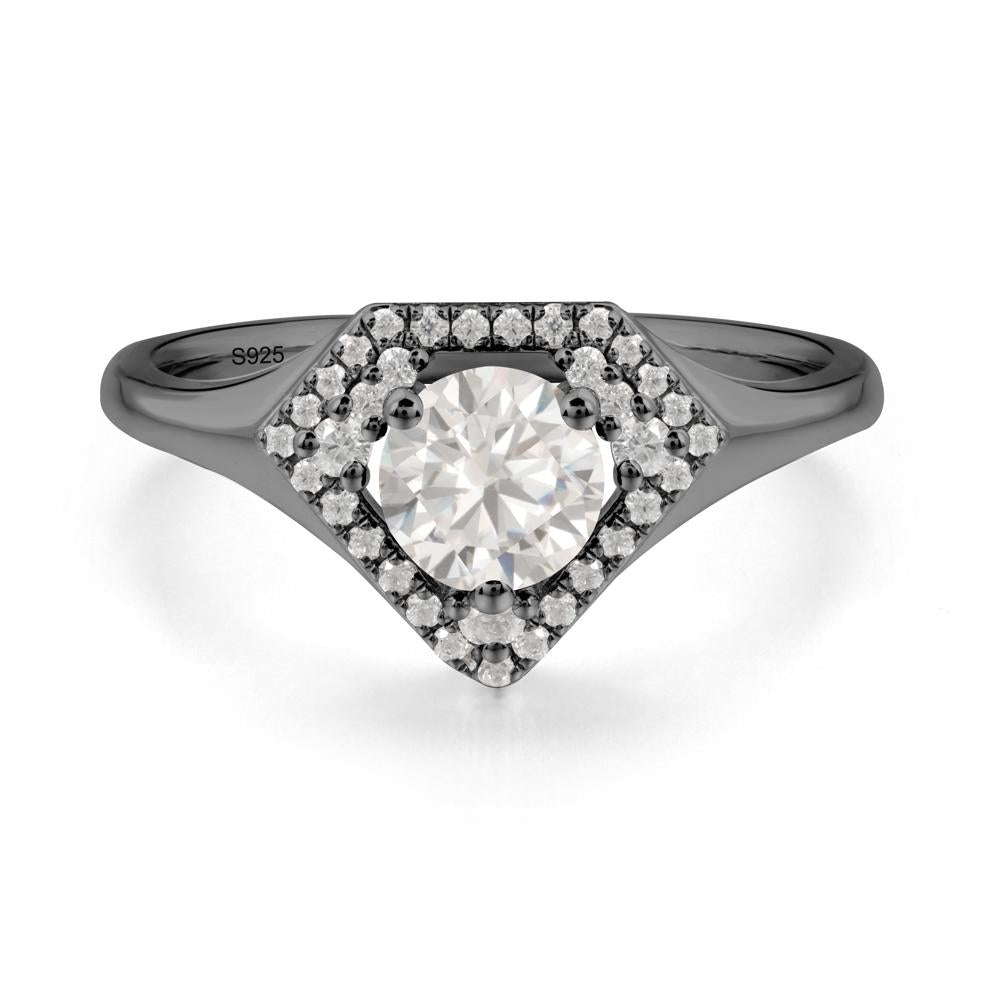 Double Halo Cubic Zirconia Ring - LUO Jewelry #metal_black finish sterling silver