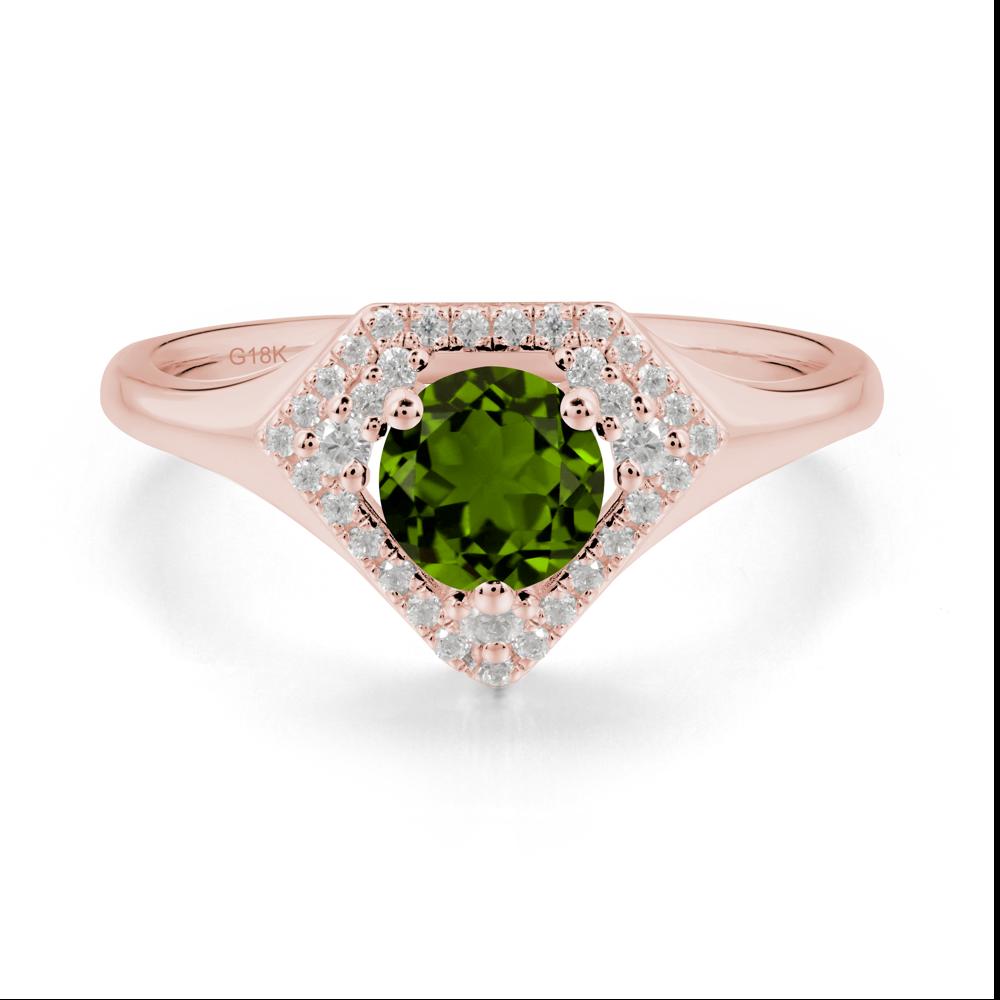 Round Diopside Double Halo Ring - LUO Jewelry #metal_18k rose gold