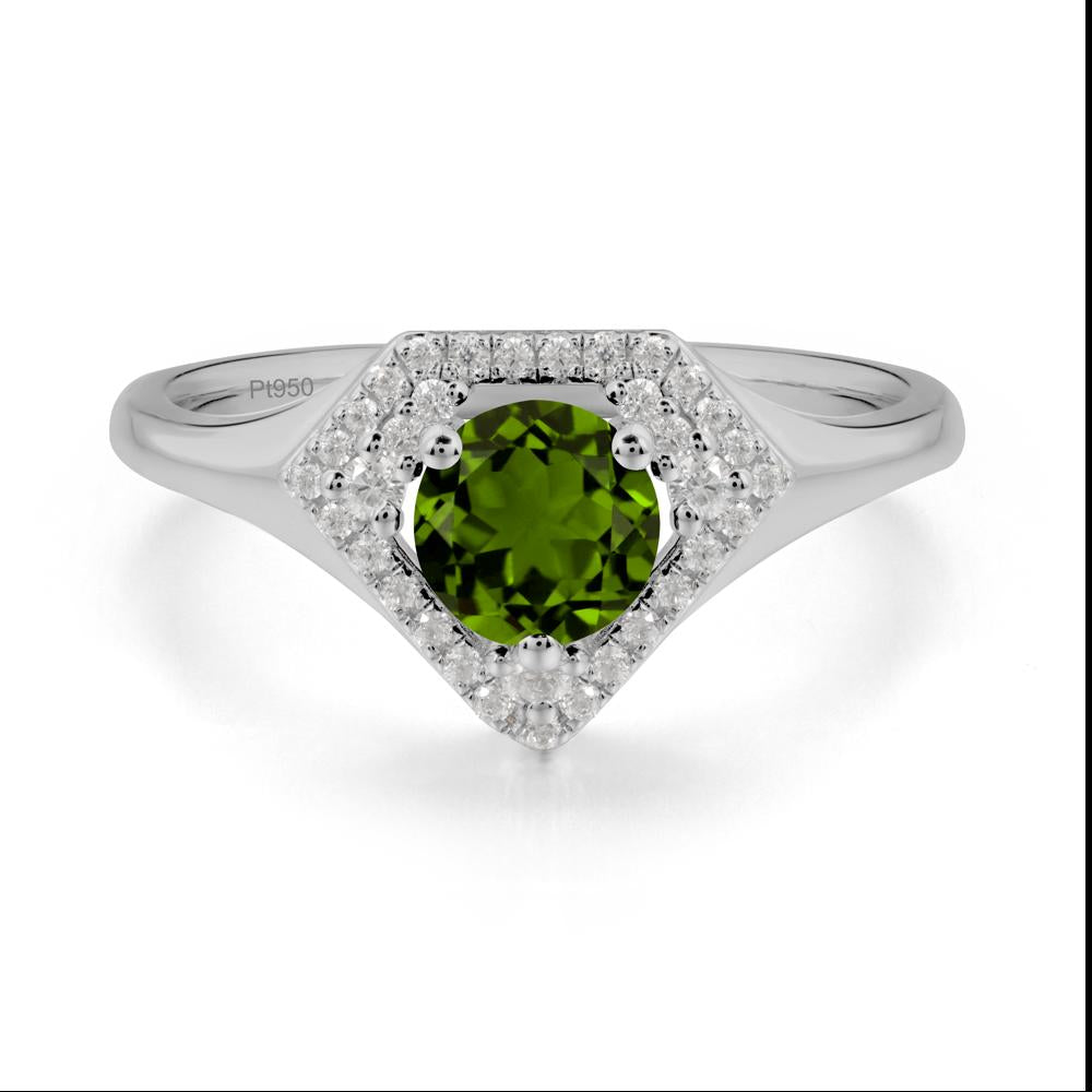 Round Diopside Double Halo Ring - LUO Jewelry #metal_platinum