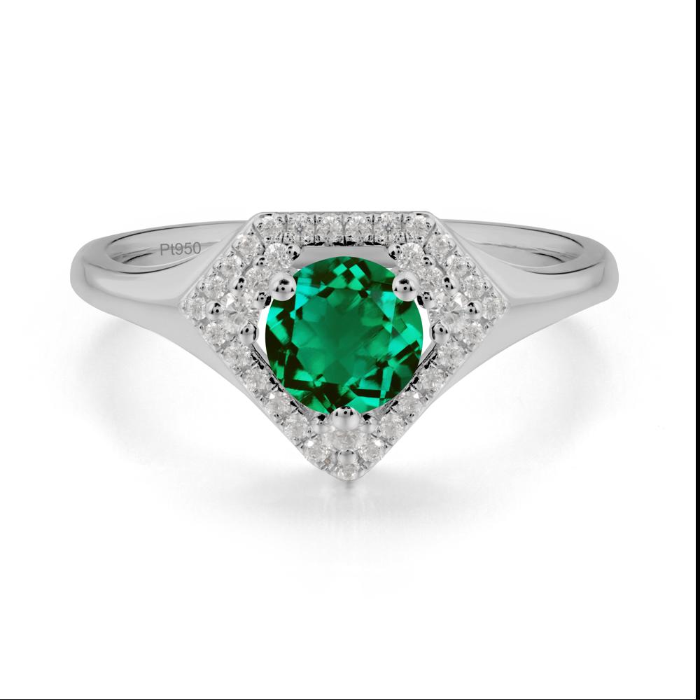 Round Emerald Double Halo Ring - LUO Jewelry #metal_platinum
