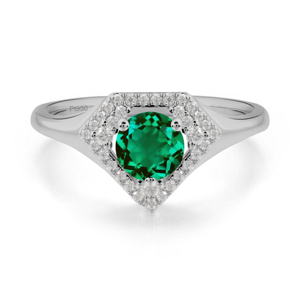 Round Emerald Double Halo Ring - LUO Jewelry #metal_platinum