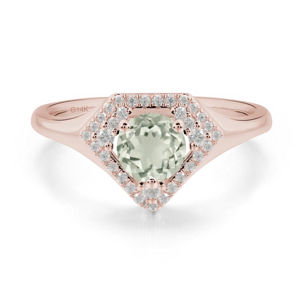 Double Halo Green Amethyst Ring - LUO Jewelry #metal_14k rose gold