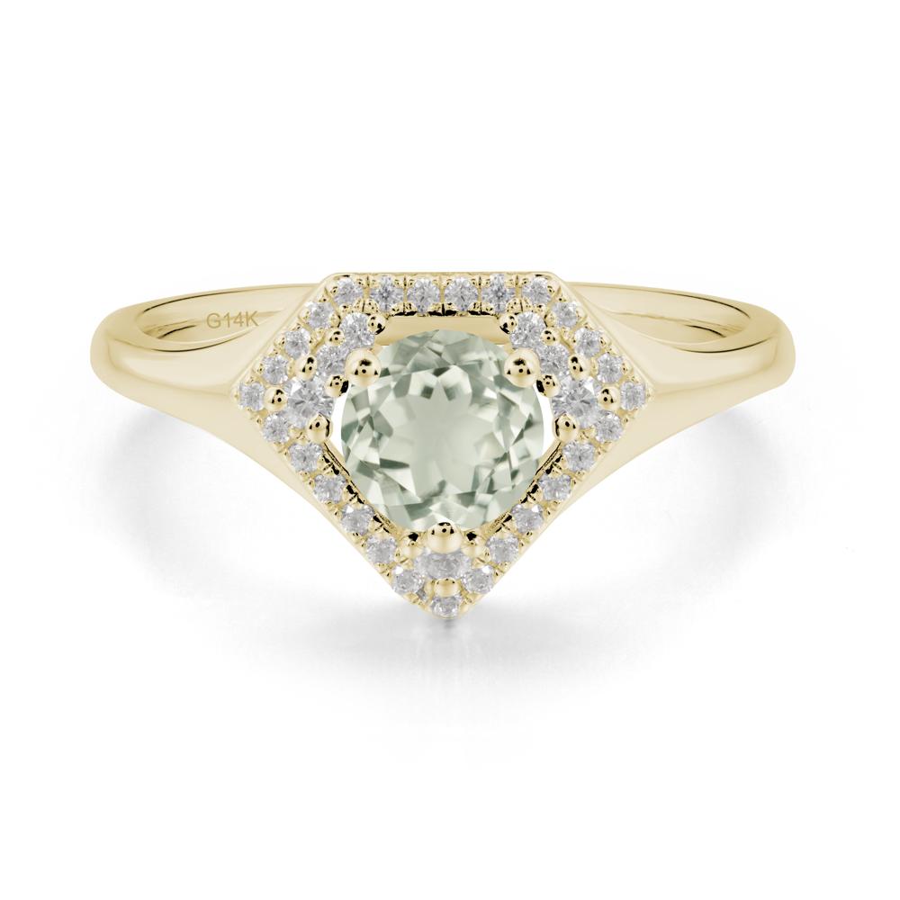 Double Halo Green Amethyst Ring - LUO Jewelry #metal_14k yellow gold