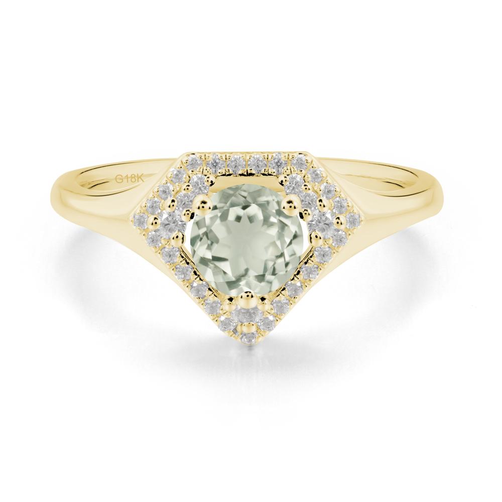 Double Halo Green Amethyst Ring - LUO Jewelry #metal_18k yellow gold