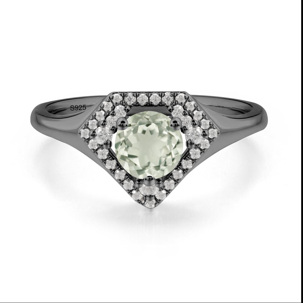 Double Halo Green Amethyst Ring - LUO Jewelry #metal_black finish sterling silver