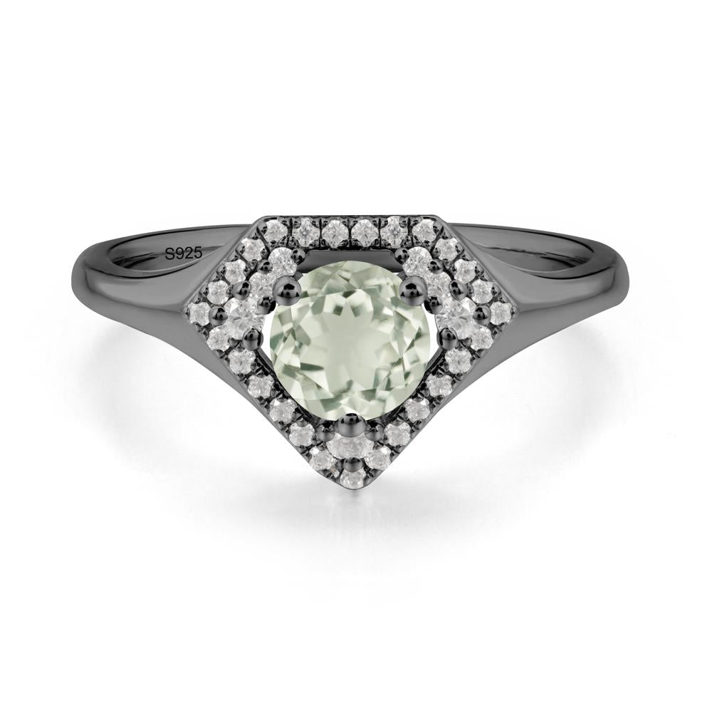 Double Halo Green Amethyst Ring - LUO Jewelry #metal_black finish sterling silver