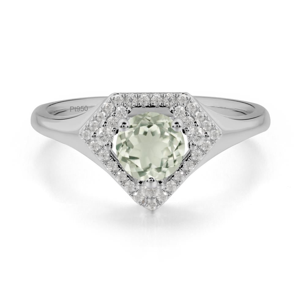 Double Halo Green Amethyst Ring - LUO Jewelry #metal_platinum