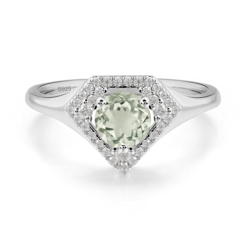 Double Halo Green Amethyst Ring - LUO Jewelry #metal_sterling silver