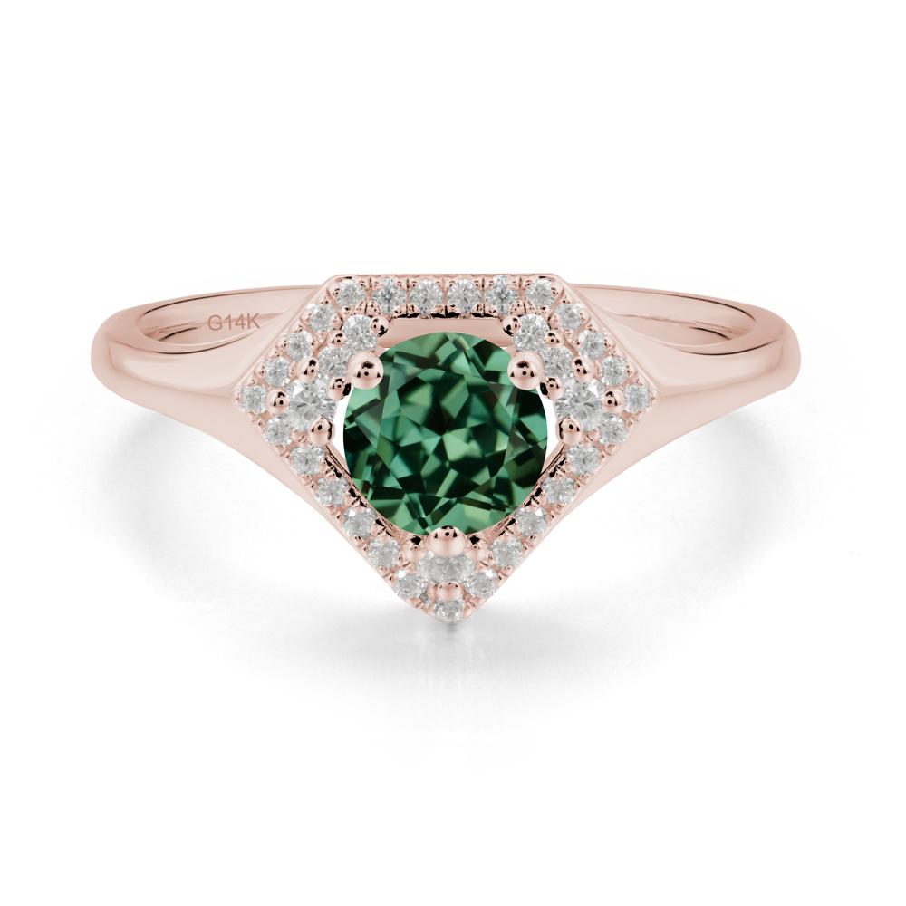 Double Halo Green Sapphire Ring - LUO Jewelry #metal_14k rose gold