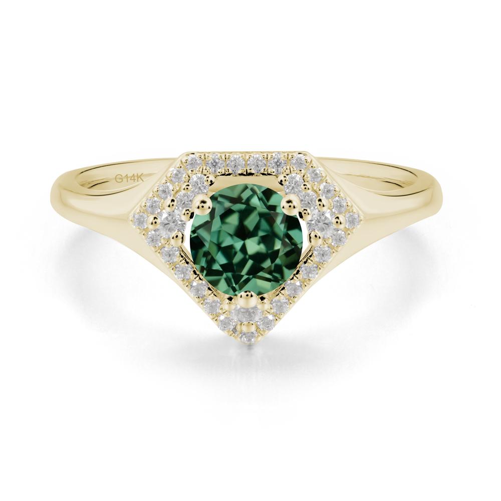 Double Halo Green Sapphire Ring - LUO Jewelry #metal_14k yellow gold