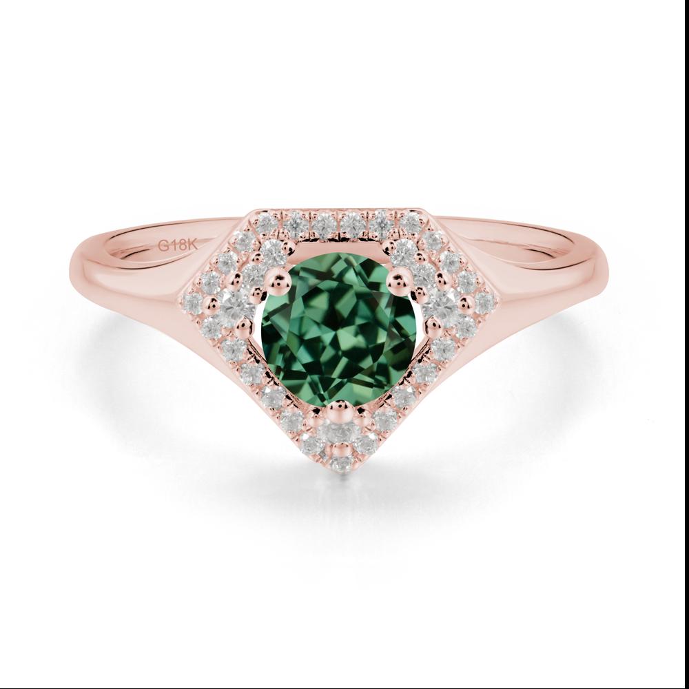 Double Halo Green Sapphire Ring - LUO Jewelry #metal_18k rose gold