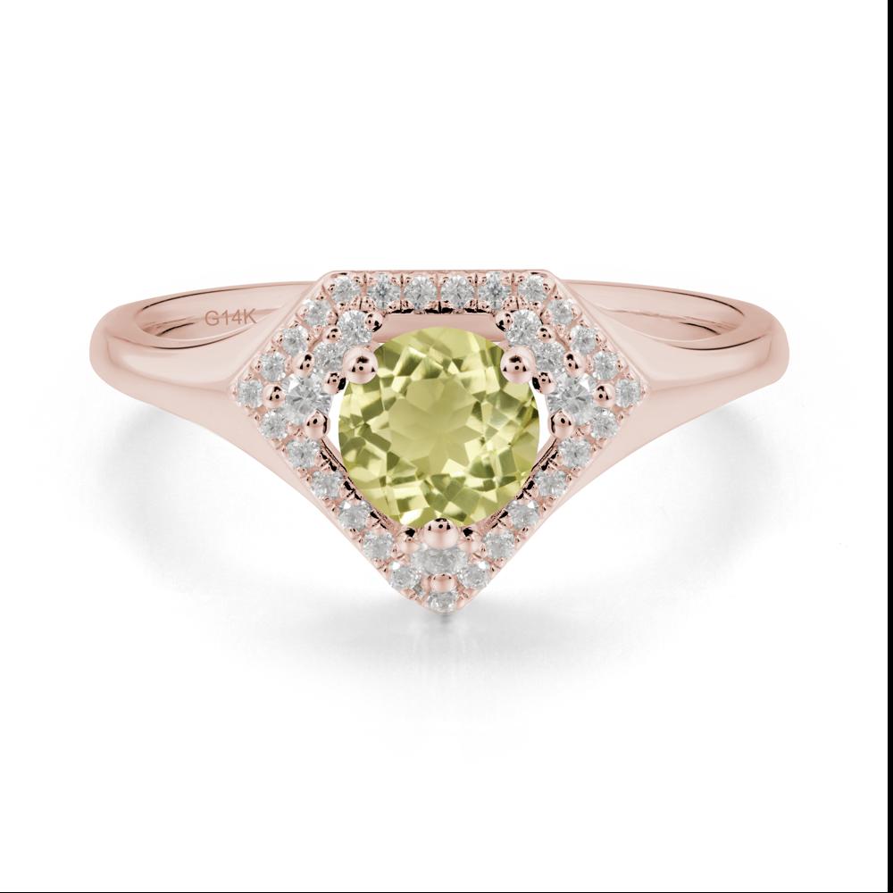 Double Halo Lemon Quartz Ring - LUO Jewelry #metal_14k rose gold