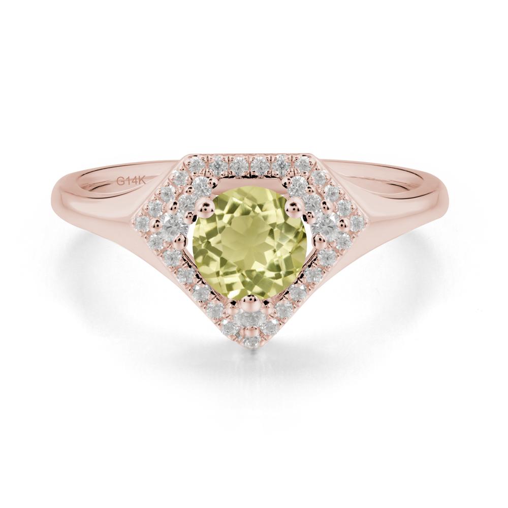 Double Halo Lemon Quartz Ring - LUO Jewelry #metal_14k rose gold