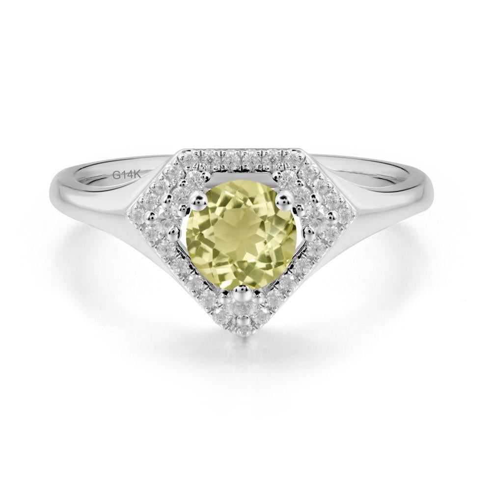 Double Halo Lemon Quartz Ring - LUO Jewelry #metal_14k white gold