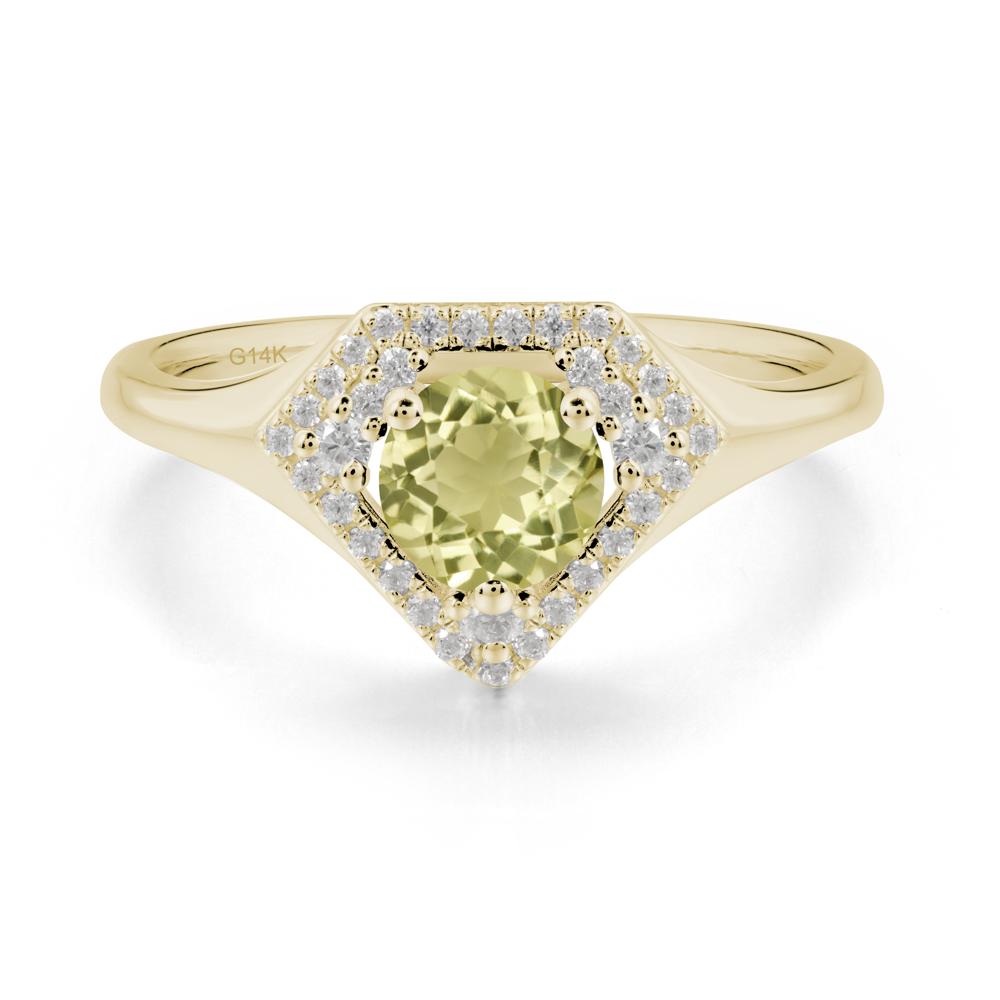 Double Halo Lemon Quartz Ring - LUO Jewelry #metal_14k yellow gold